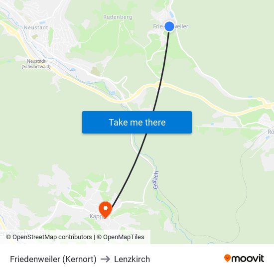 Friedenweiler (Kernort) to Lenzkirch map