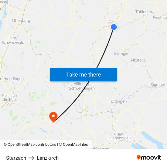 Starzach to Lenzkirch map