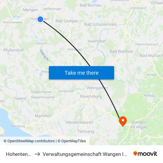 Hohentengen to Verwaltungsgemeinschaft Wangen Im Allgäu map