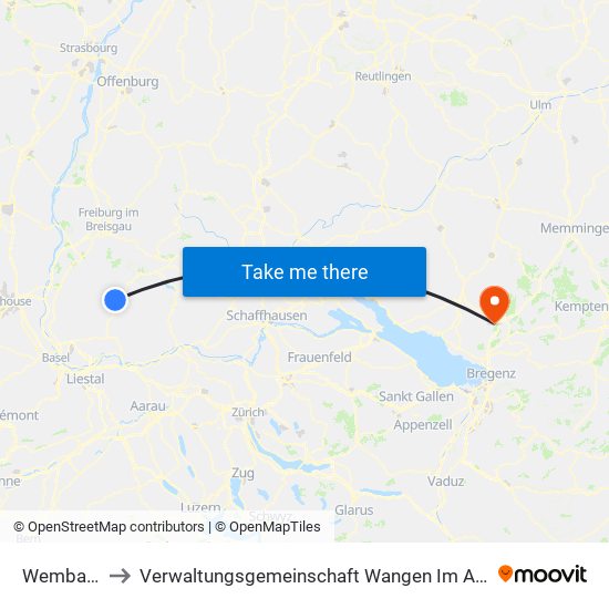 Wembach to Verwaltungsgemeinschaft Wangen Im Allgäu map