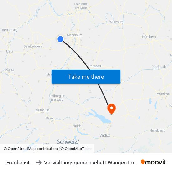 Frankenstein to Verwaltungsgemeinschaft Wangen Im Allgäu map
