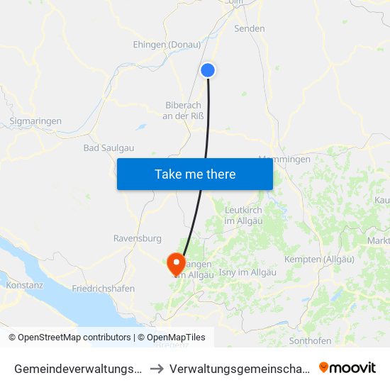 Gemeindeverwaltungsverband Laupheim to Verwaltungsgemeinschaft Wangen Im Allgäu map