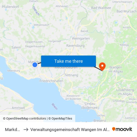 Markdorf to Verwaltungsgemeinschaft Wangen Im Allgäu map