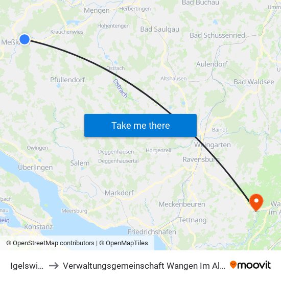 Igelswies to Verwaltungsgemeinschaft Wangen Im Allgäu map