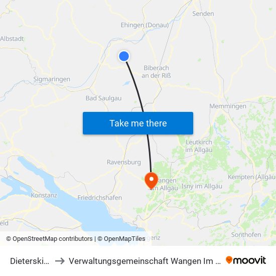 Dieterskirch to Verwaltungsgemeinschaft Wangen Im Allgäu map