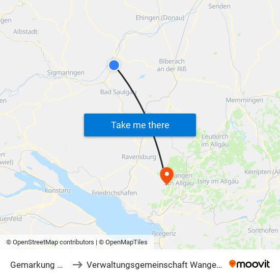 Gemarkung Neufra to Verwaltungsgemeinschaft Wangen Im Allgäu map