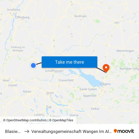 Blasiwald to Verwaltungsgemeinschaft Wangen Im Allgäu map