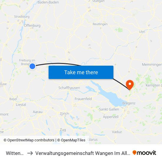 Wittental to Verwaltungsgemeinschaft Wangen Im Allgäu map