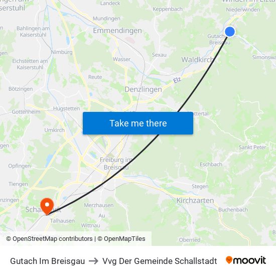 Gutach Im Breisgau to Vvg Der Gemeinde Schallstadt map