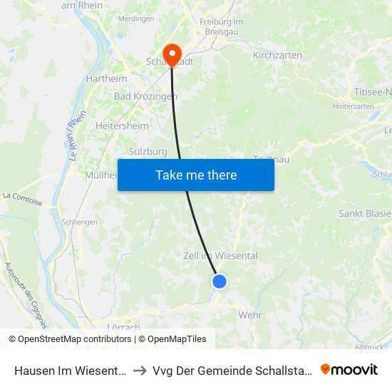 Hausen Im Wiesental to Vvg Der Gemeinde Schallstadt map