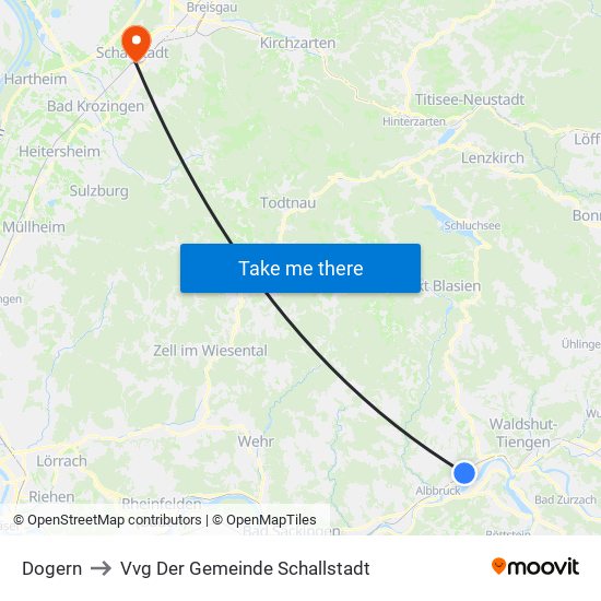 Dogern to Vvg Der Gemeinde Schallstadt map