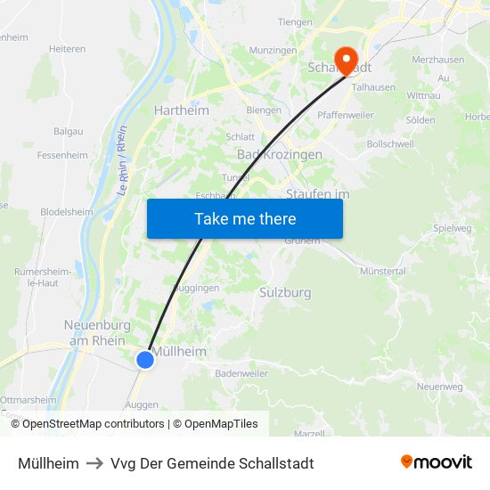 Müllheim to Vvg Der Gemeinde Schallstadt map
