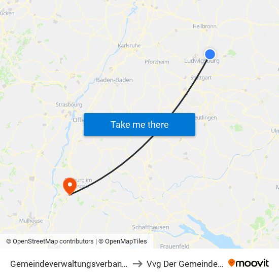 Gemeindeverwaltungsverband Steinheim-Murr to Vvg Der Gemeinde Schallstadt map