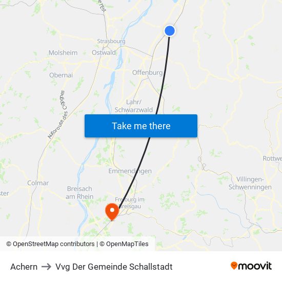 Achern to Vvg Der Gemeinde Schallstadt map