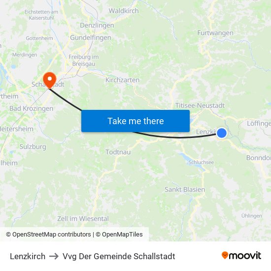 Lenzkirch to Vvg Der Gemeinde Schallstadt map