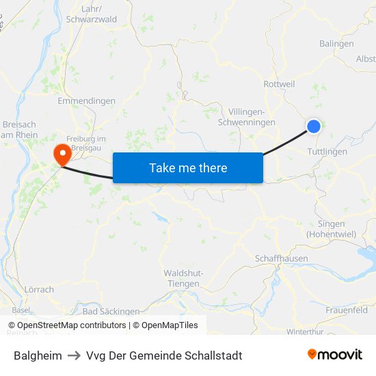 Balgheim to Vvg Der Gemeinde Schallstadt map