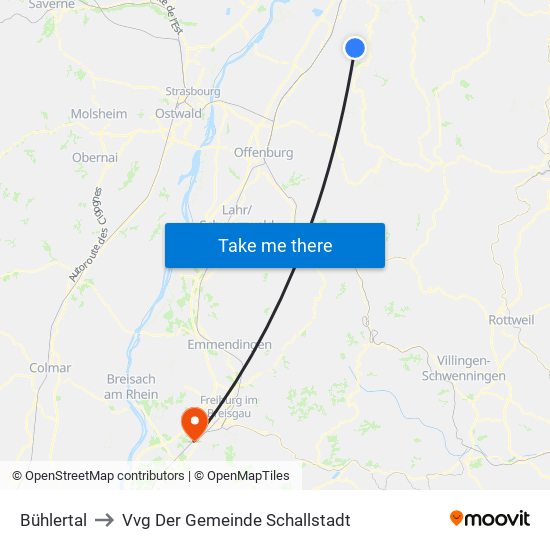 Bühlertal to Vvg Der Gemeinde Schallstadt map