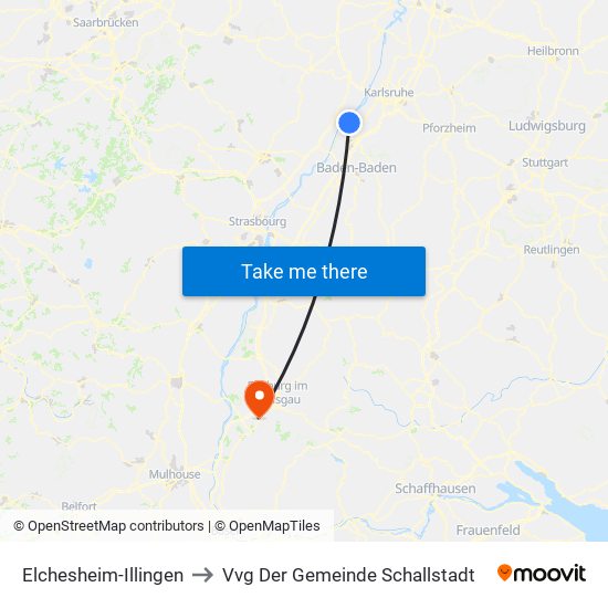 Elchesheim-Illingen to Vvg Der Gemeinde Schallstadt map