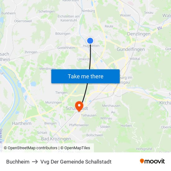 Buchheim to Vvg Der Gemeinde Schallstadt map
