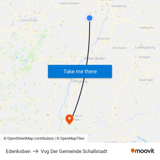 Edenkoben to Vvg Der Gemeinde Schallstadt map