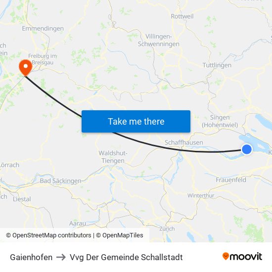 Gaienhofen to Vvg Der Gemeinde Schallstadt map