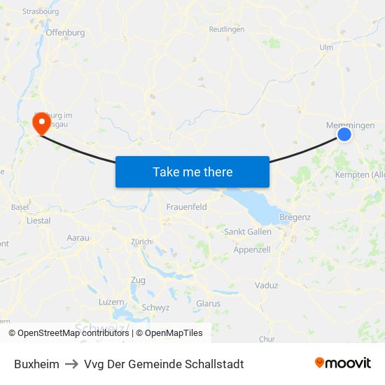 Buxheim to Vvg Der Gemeinde Schallstadt map