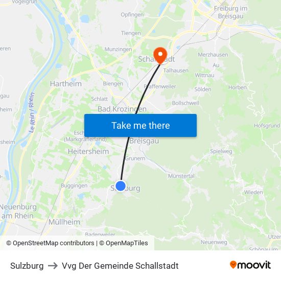 Sulzburg to Vvg Der Gemeinde Schallstadt map