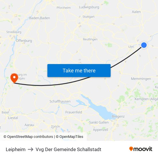 Leipheim to Vvg Der Gemeinde Schallstadt map