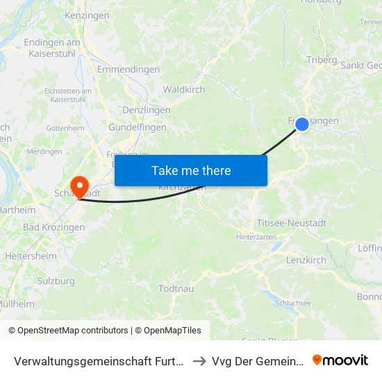 Verwaltungsgemeinschaft Furtwangen Im Schwarzwald to Vvg Der Gemeinde Schallstadt map