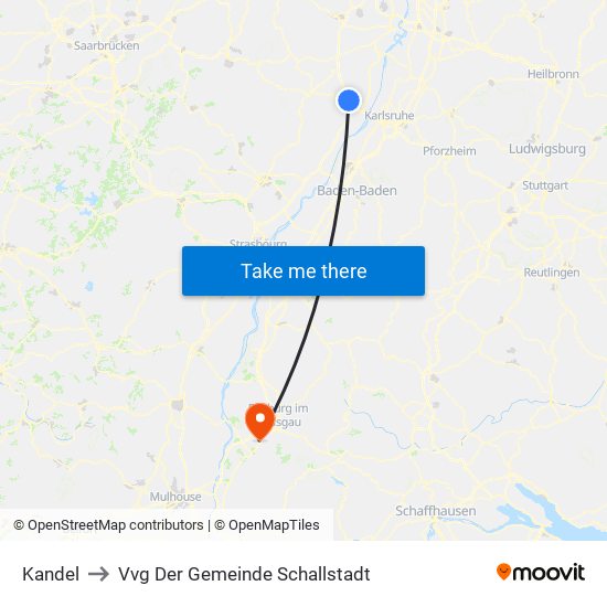 Kandel to Vvg Der Gemeinde Schallstadt map