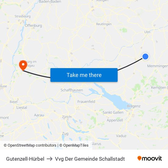 Gutenzell-Hürbel to Vvg Der Gemeinde Schallstadt map