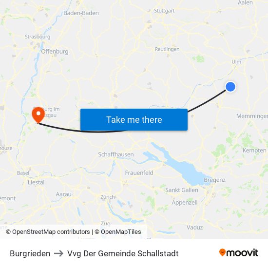 Burgrieden to Vvg Der Gemeinde Schallstadt map