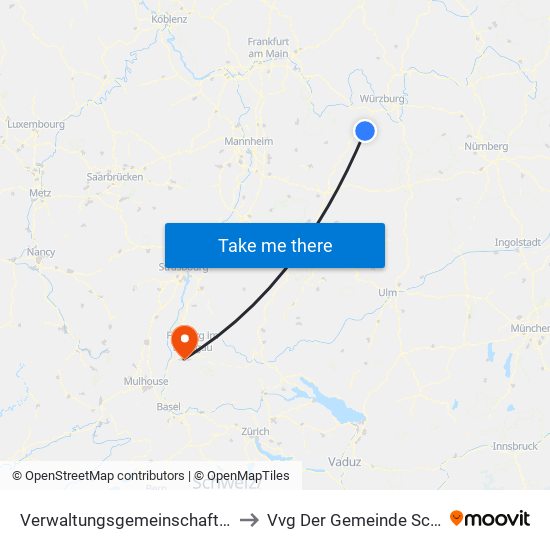 Verwaltungsgemeinschaft Grünsfeld to Vvg Der Gemeinde Schallstadt map