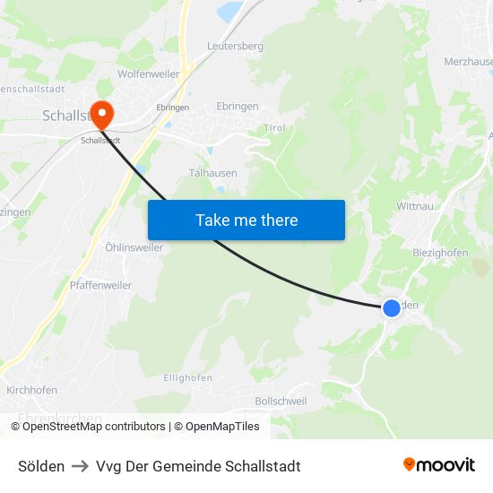 Sölden to Vvg Der Gemeinde Schallstadt map