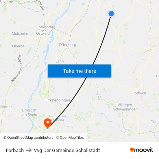 Forbach to Vvg Der Gemeinde Schallstadt map