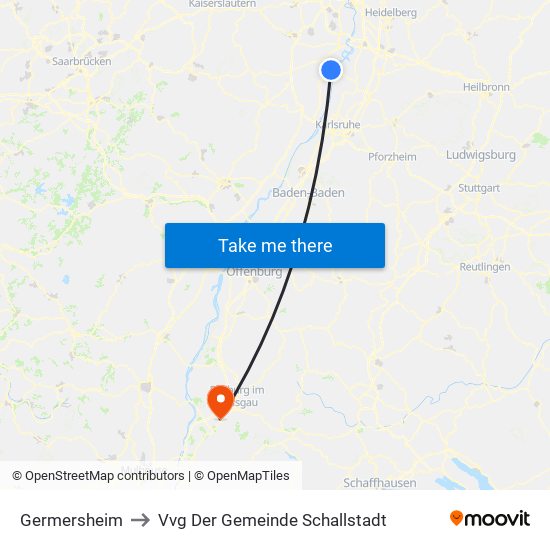 Germersheim to Vvg Der Gemeinde Schallstadt map