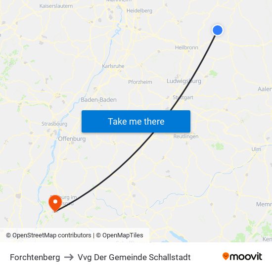 Forchtenberg to Vvg Der Gemeinde Schallstadt map