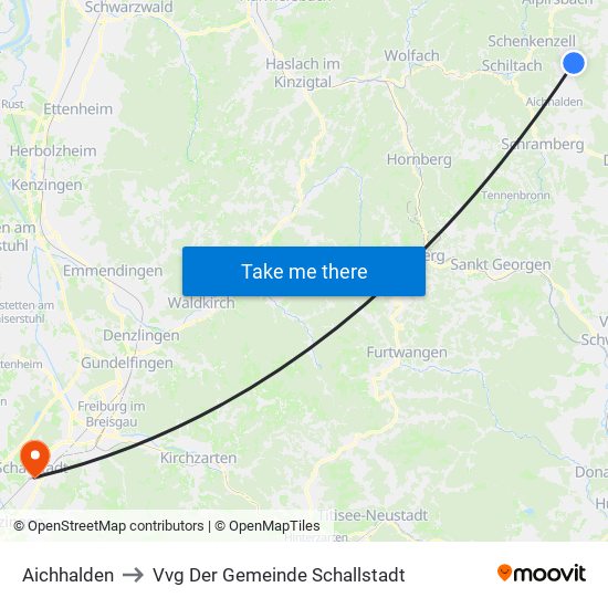 Aichhalden to Vvg Der Gemeinde Schallstadt map