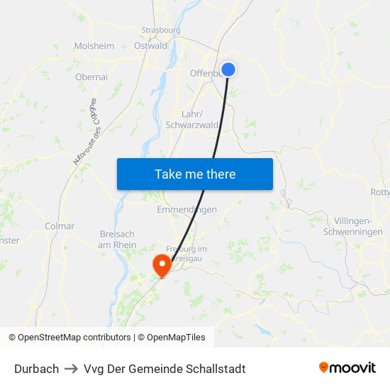 Durbach to Vvg Der Gemeinde Schallstadt map