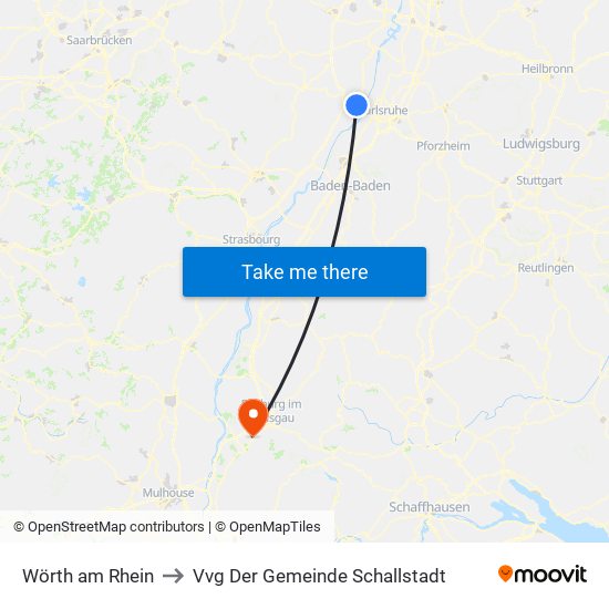 Wörth am Rhein to Vvg Der Gemeinde Schallstadt map