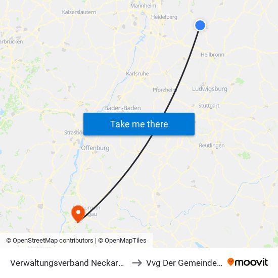 Verwaltungsverband Neckargerach-Waldbrunn to Vvg Der Gemeinde Schallstadt map