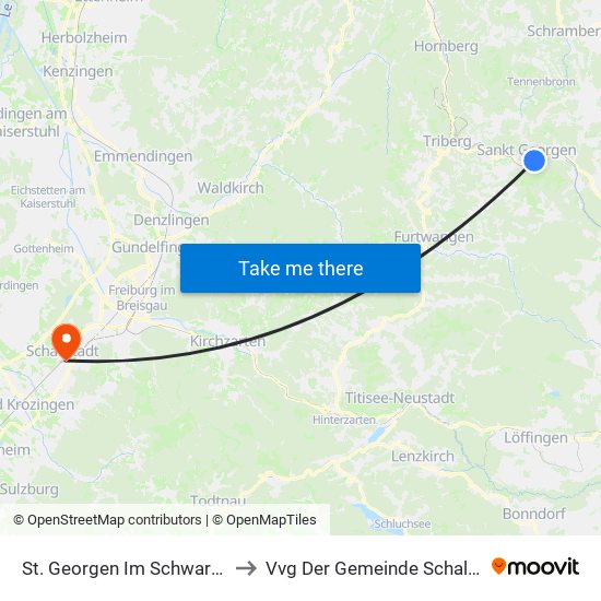 St. Georgen Im Schwarzwald to Vvg Der Gemeinde Schallstadt map