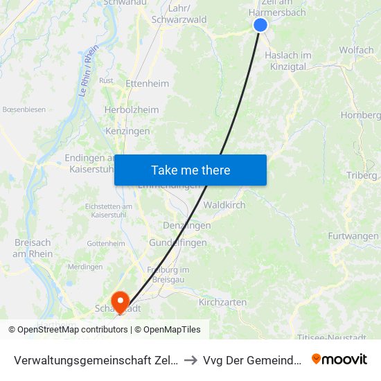 Verwaltungsgemeinschaft Zell am Harmersbach to Vvg Der Gemeinde Schallstadt map