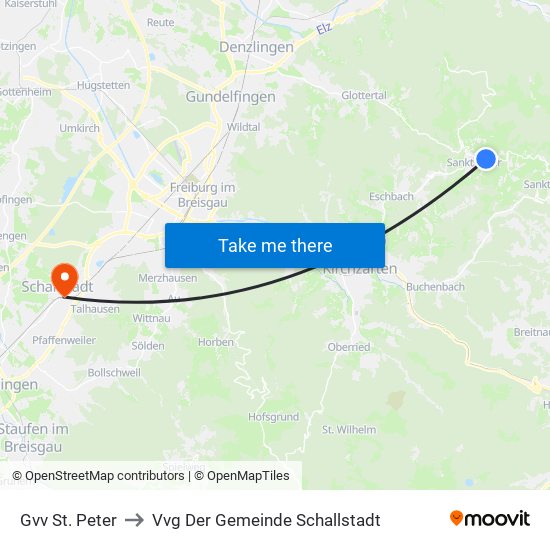Gvv St. Peter to Vvg Der Gemeinde Schallstadt map