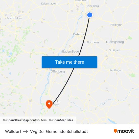 Walldorf to Vvg Der Gemeinde Schallstadt map