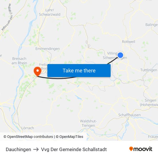 Dauchingen to Vvg Der Gemeinde Schallstadt map