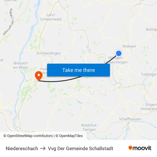 Niedereschach to Vvg Der Gemeinde Schallstadt map