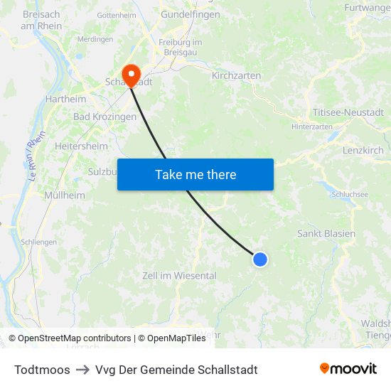 Todtmoos to Vvg Der Gemeinde Schallstadt map
