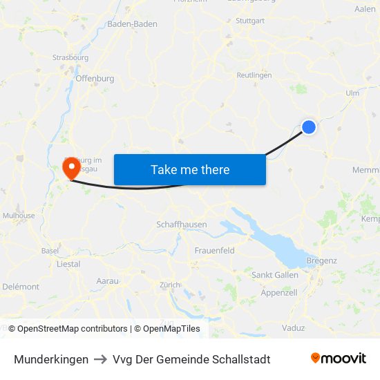 Munderkingen to Vvg Der Gemeinde Schallstadt map