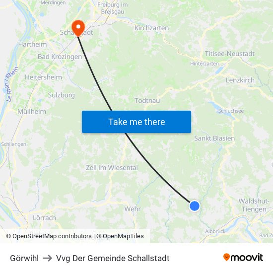 Görwihl to Vvg Der Gemeinde Schallstadt map